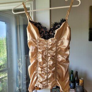 Fredericks of hollywood bustier golden black lace top  - size 32